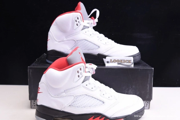 Official Maikesneakers Red Retro Air 5 Jordan Fire (2020) DA1911-102 Tongue Silver 0803